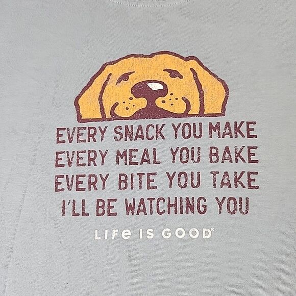 LIFE IS GOOD I'll Be Watching You Dog Crusher Large Short Sleeve Tee shirt - Picture 2 of 8